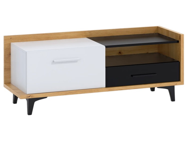 Stolik RTV Box 1D1S-dąb artisan-biały-czarny.jpg