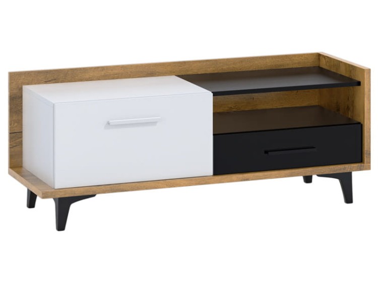 Stolik RTV Box 1D1S-dąb burgundzki-biały-czarny.jpg