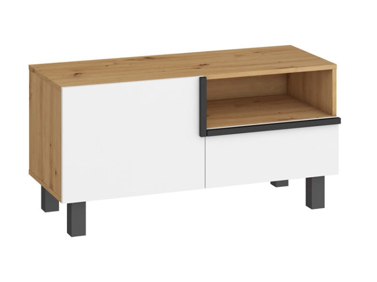 Szafka RTV Lars 1D1S-dąb artisan-biała.jpg