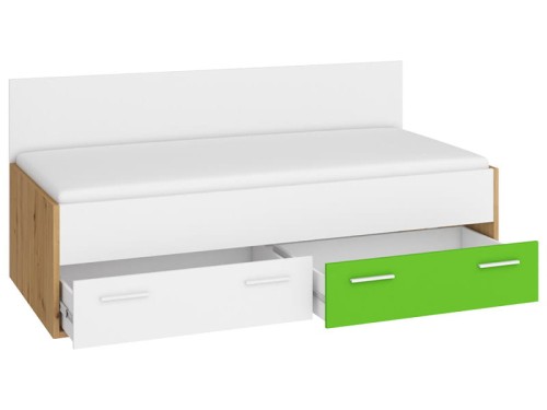 Łóżko młodzieżowe HEY-dąb artisan-biały-zielony-z szufladami.jpg