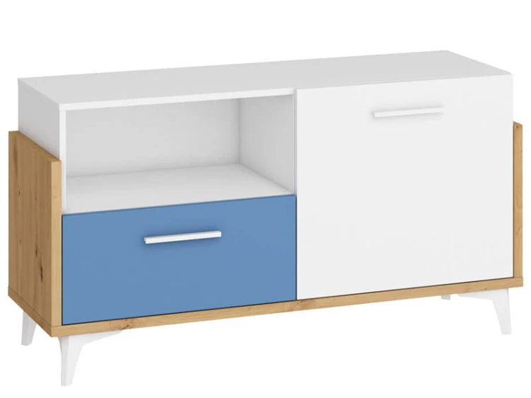 Komoda HEY niska-dąb artisan-biała-niebieska.jpg