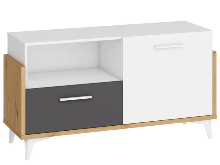 Komoda HEY niska-dąb artisan-biała-grafitowa.jpg