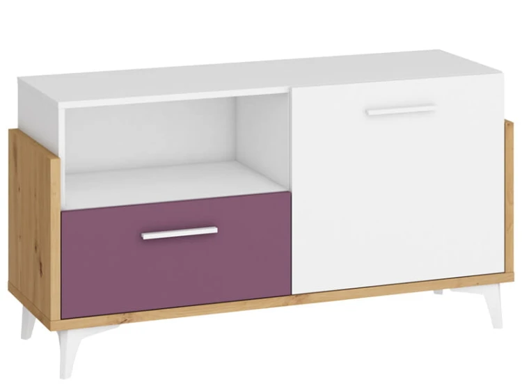 Komoda HEY niska-dąb artisan-biała-fioletowa.jpg