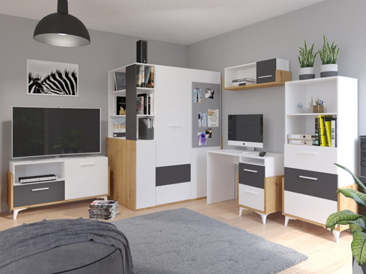 Meble młodzieżowe HEY-aranż 4-dąb artisan-biały-grafit.jpg