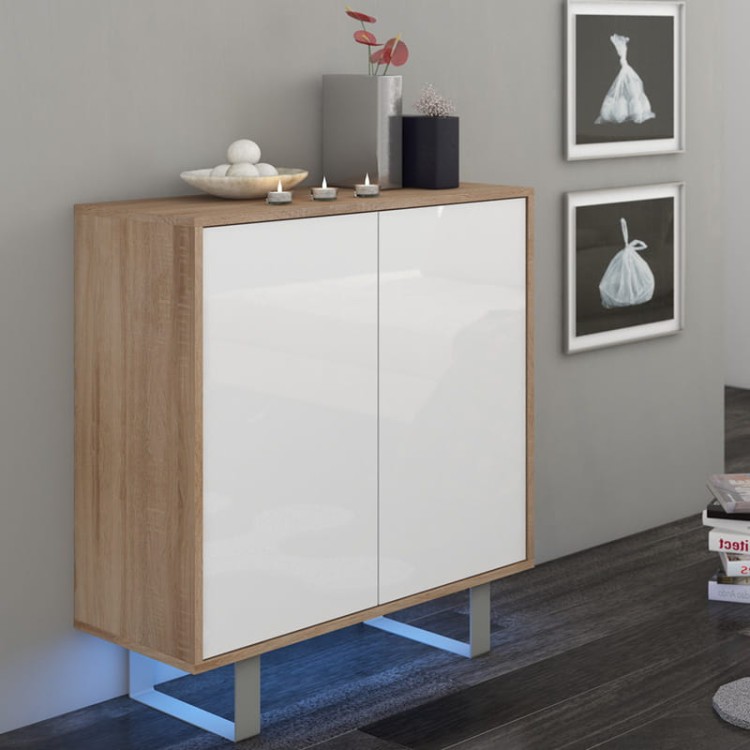 Komoda mała King_sonoma jasna_biały połysk.jpg