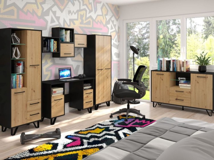 Meble BOSS-czarny-dąb artisan-aranż 5.jpg