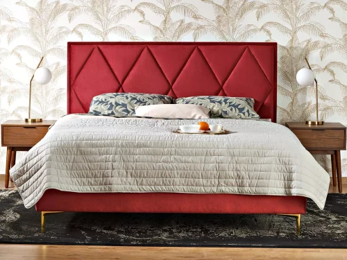 Łóżko Modulo 160x200 bordowe-piękne wezgłowie.webp