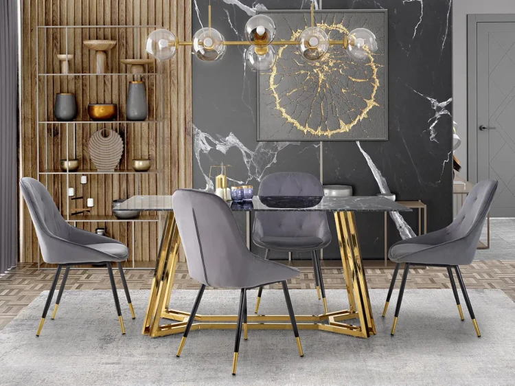 Krzesła K437 popielate i stół Konami.webp