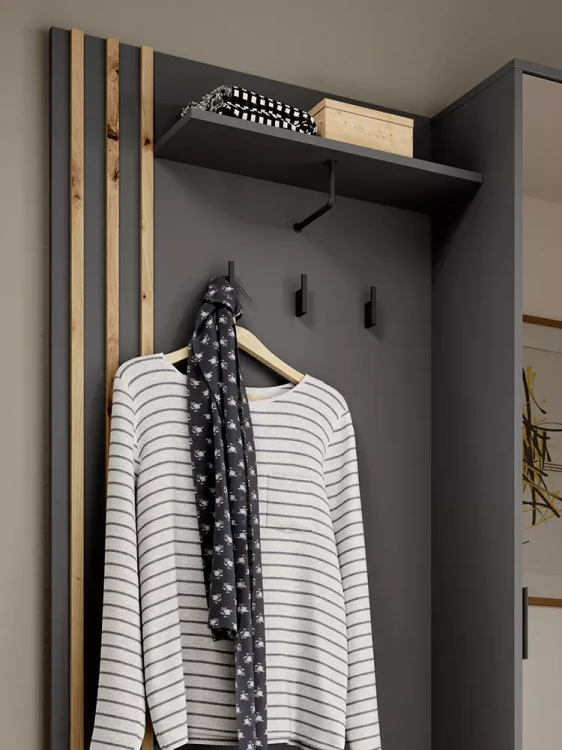 Garderoba Nelly grafit-lamele dąb artisan-detale.webp