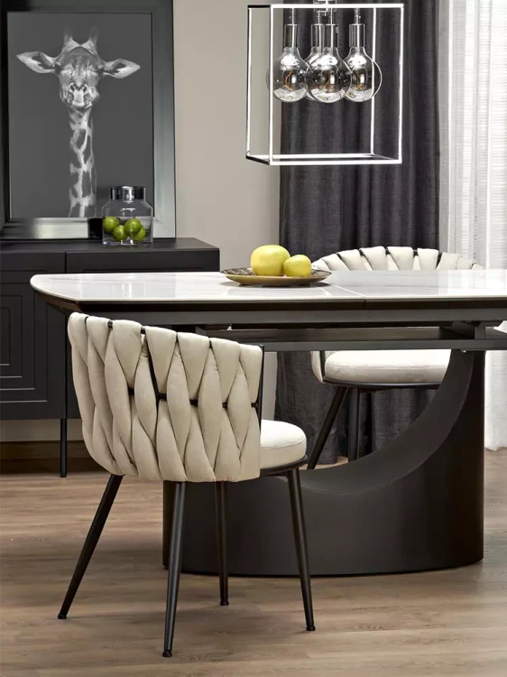 Krzesło K516 jasny beż i stół Osman.webp