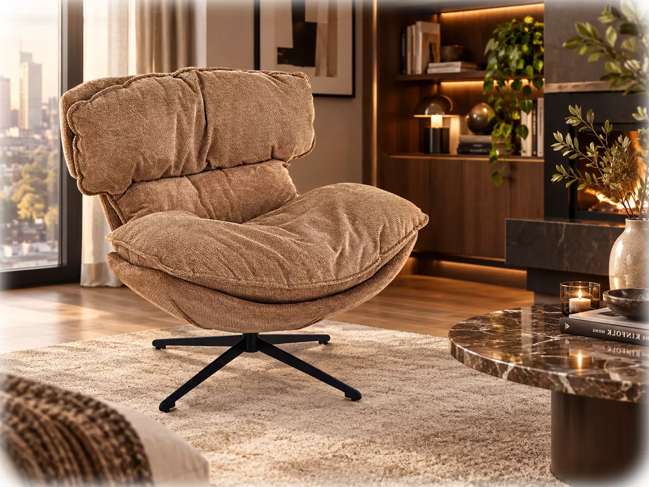 Nowoczesny i elegancki salon z naszym fotelem Roger