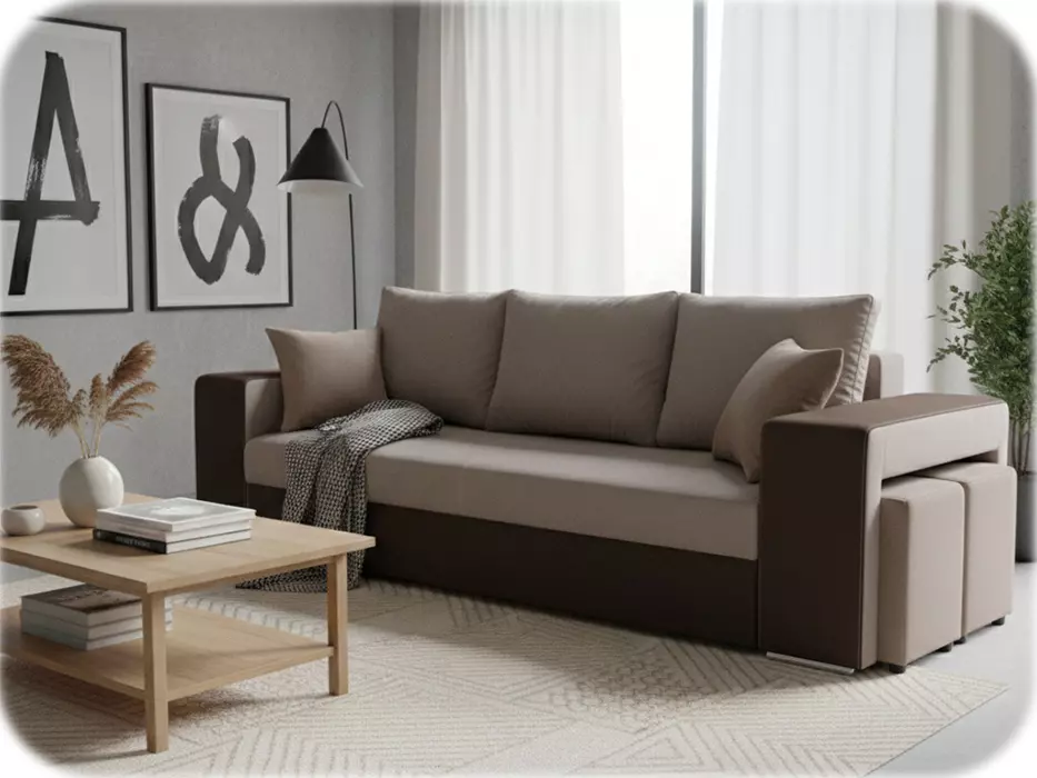 Kanapa Salwador z pufami do salonu