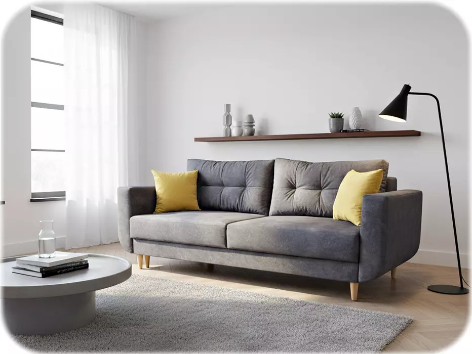 Nowoczesna kanapa i minimalistyczny salon